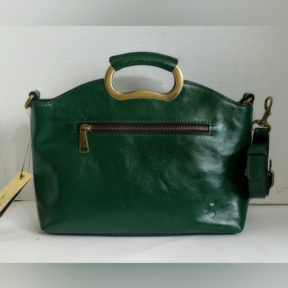 NWT Patricia Nash Valletta Tooled Leather Satchel with Crossbody Strap, Green - Picture 3 of 12
